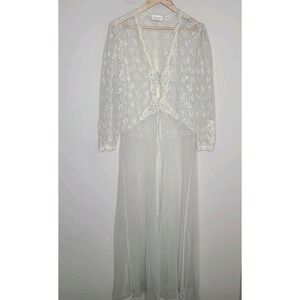 Vintage 80's Victoria's Secret Gold‎ Label Lingerie Robe Lace Floral Sequin